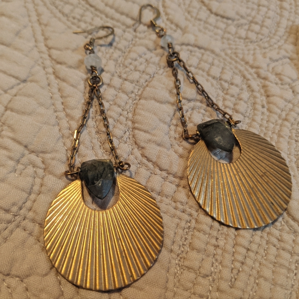 Labradorite gold earrings